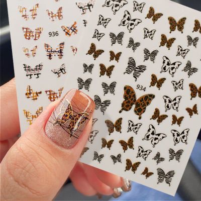Leopard Print Butterfly Nail Sticker Paper Net Popular Nail Stickers