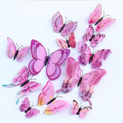 PVC Color Refrigerator Butterfly 3D Three-Dimensional Double-Layer Simulation Butterfly Creative Home Living Room Background Butterfly Wall Sticker