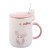 Cartoon 3D Adorable Rabbit Mug Creative Porcelain Cup with Cover Spoon Cute Girls' Home Breakfast Cup
