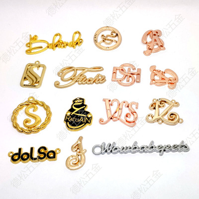 Zinc Alloy Electroforming Shirt Dripping Oil Nameplate Metal Logo Plate Clothing Die Casting Hollow Rose Gold Nameplate Making