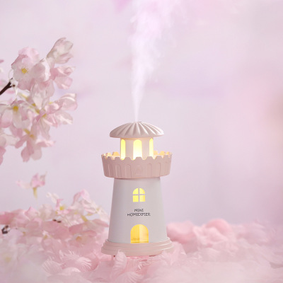New Creative Home Lighthouse Mini Small Night Lamp Humidifier USB Rechargeable Humidifier Silent Desktop Air