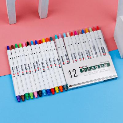 12-Color Suit Fluorescent Pen Primary School Student Cute Color Fluorescent Pen Mark Key Mark Line Marking Pen Simple