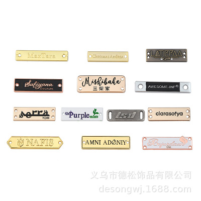 Customized Zinc Alloy Sun Protection Clothing Logo Trademark Hardware Accessories Die Casting Signs Customized Summer Swimsuit Metal Nameplate