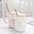 Cartoon 3D Adorable Rabbit Mug Creative Porcelain Cup with Cover Spoon Cute Girls' Home Breakfast Cup