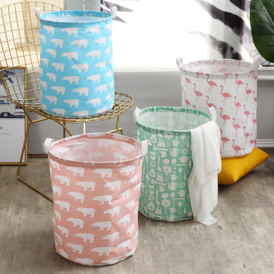 Nordic Style Cartoon Storage Box Laundry Basket Storage Containers Cotton Linen Pink Series Storage Basket Storage Bucket