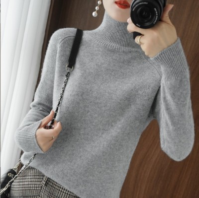 Autumn And Winter New Pure Color Woolen Sweater For Women Turtleneck Knitting Inner Wear Sweater Women 'S Short Bottomin