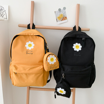 Foreign Trade Wholesale Backpack Fashion Printing Little Daisy Canvas Backpack Middle School Student Schoolbag Female One Piece Dropshipping Fashion Brand