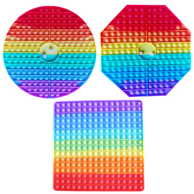 Cross-Border Large Rainbow Silicone Children's Mouse Killer Pioneer Toy round and Square Decompression Finger Bubble Music Christmas Series