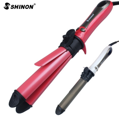 Cross-Border Hot Selling Two-in-One Ceramic Hair Curler Large Roll Rinka Haircut Hair Perm Straightener LCD Automatic 8016