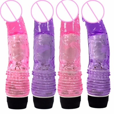 TPE Crystal Single Shock Type a 19cm Penis Male Root Vibrator