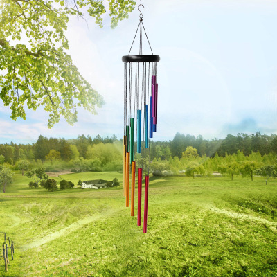 European-Style 29-Inch Color Assorted Colors 14 Tube Rotating Step-by-Step Metal Beech Wind Chimes Creative Home Hanging Decoration
