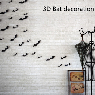 Halloween Decorative Wall Stickers 3D the Bat Stereo PVC Bat Wallpaper Creative Stickers H-016