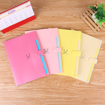 Fresh Candy Color 5 Grid File Holder A4 Snap Folder 9 Color Student Test Paper Document Pouch