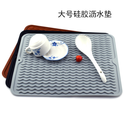 Large Silicone Placemat Water Draining Pad Wave Sink Tableware Water-Proof Wine Glass Water Filter Pad Insulated Dining Table Mat
