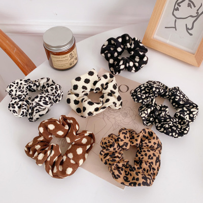 Autumn and Winter New Leopard Print Flannel Large Intestine Ring Korean Adult Elegant Outfit Pork Intestine Hair Ring Ins Plush Hair Ring