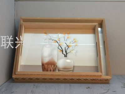Factory Direct Sales Innovative Light Luxury Wooden Tray New Wine Glass Fruit Plate Wholesale
