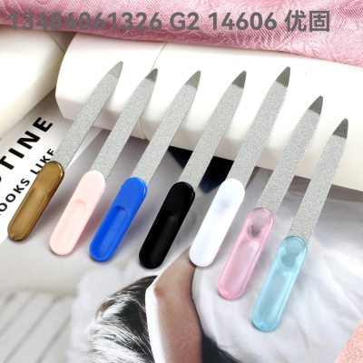 White Handle Nail File Stainless Steel Nail File Nail File Sand Plated Nail File Blue Bag Nail File Plastic Handle 6-Inch 7-Inch 8-Inch