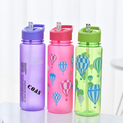 M5-1603 Straight Straw Plastic Cup Colorful Balloon Carry-on Cup Sports Personalized 700ml Water Cup Customization