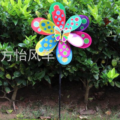 Double-Layer Sequined Dot Insect Big Windmill Fiberglass Rod Plug-in Park Real Estate Scenic Spot Decoration Advertising Hot Sale Manufacturer