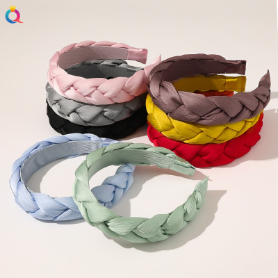 New French Retro Headband Solid Color Fabric Craft Dough-Twist Style Plaits Headband Korean Style Trendy Monochrome Braid Head Buckle