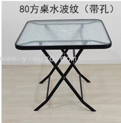 80cm Folding Glass Table and Chair Tempered Folding Glass Small Square Table Simple Outdoor Coffee Creamer Tea Table