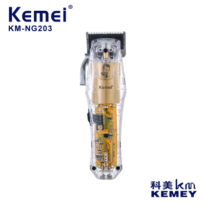 Cross-Border Factory Direct Supply Hair Clipper Komei KM-NG203 Fully Transparent Hair Clipper Hair Salon Hair Scissors