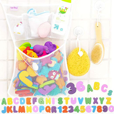Children's Bathtub Bath Toys Set English Alphanumeric Bathroom Toy with Large Suction Cup Mesh Bags