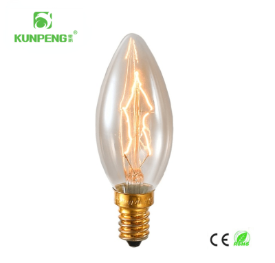 C35-Tip Bubble Winding Edison Vintage Tungsten Bulb E14 Screw Dimming Glass Candle Bulb