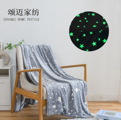 Children's Starry Sky Luminous Blanket Fluorescent Coral Fleece Nap Air Conditioning Blanket Luminous Flannel Blanket
