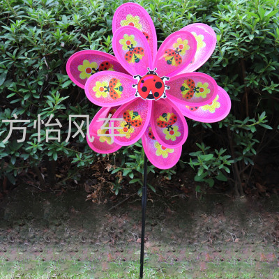 Double-Layer Sequined Butterfly Bee Big Windmill Black Stick Stall Hot Sale Colorful Children's Toy Park Scenic Spot Insert