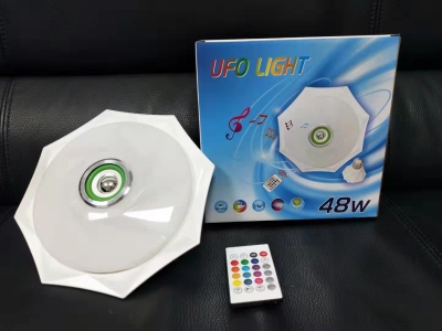 [New] Octagonal Diamond Bluetooth UFO Lamp Music Light Colorful Creative Light Party KTV Bar 48W