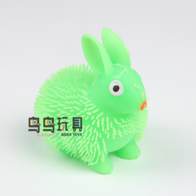 Creative Gift Squeezing Toy Hair Ball Toys Inflatable Luminous Stress Relief Toy Bunny Stretch Hair Ball Toys