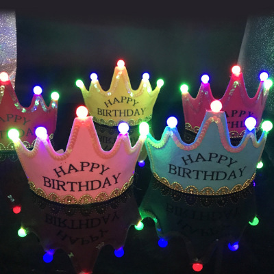 Birthday Party Decoration Led Luminous Crown Hat Baby Full-Year Hundred Days Layout Birthday Hat Children's Party Supplies