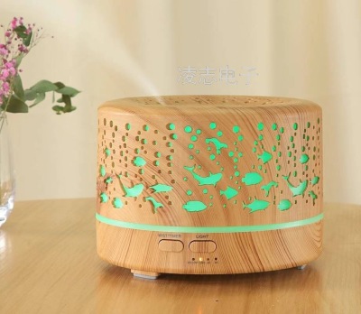 Underwater World Hollow Colorful Large Capacity 500ml Aroma Diffuser Essential Oil Diffuser Wood Grain Humidifier Manufacturer