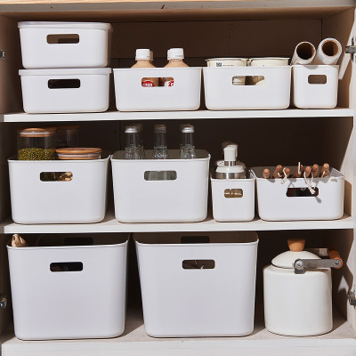 Thick White Japanese-Style Storage Box Organizing Sundries Storage Basket Storage Box Wardrobe Plastic Box for Wholesale