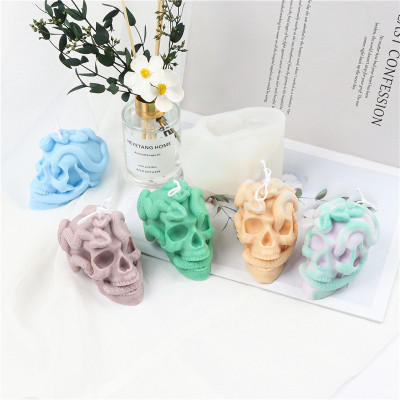 Cross-Border Skull Candle Mould 3D Snake Winding Modeling Halloween Aromatherapy Gypsum Soap Mold Factory in Stock