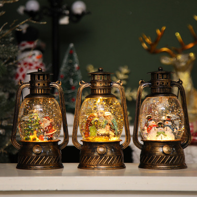 Christmas Barn Lantern Decorations Night Light Snowman Christmas Tree Scene Decorative Ornaments Gift Music Box Crystal Ball