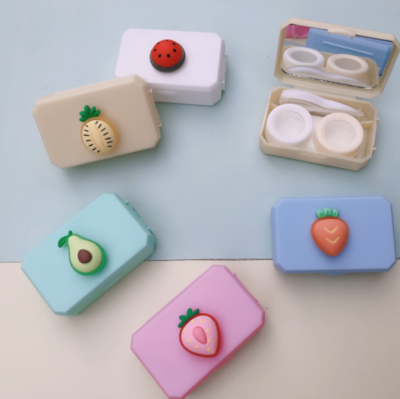 Portable Cartoon Resin Patch Contact Lens Case INS Girl Cute New Colored Contact Lenses Case