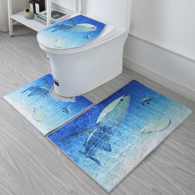 Ocean World Diamondmax Velvet Toilet Set Three-Piece Set Bathroom Non-Slip Floor Mat Bedroom Carpet Cross-Border Amazon