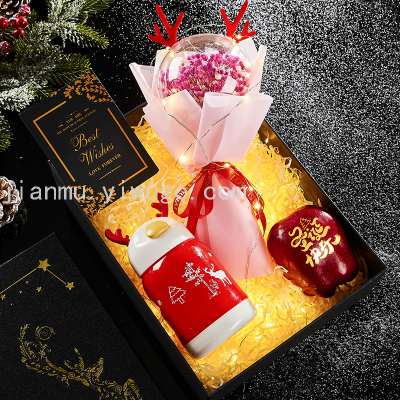 Best-Seller on Douyin One Piece Dropshipping Christmas Gift Apple Gift Box Starry Ball Preserved Fresh Flower Bouquet Finished Product Wholesale