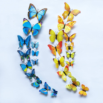 Double-Layer Butterfly Color High Simulation Butterfly PVC Magnetic Butterfly Room Decoration 3D Three-Dimensional Decoration Wall Sticker