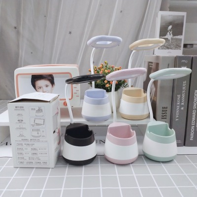 Creative Nordic Style Pen Holder Mobile Phone Desk Lamp with Support Cute Student Dormitory Bedroom Bedside Small Night Lamp