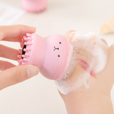 Small Octopus Facial Brush Silicone Face Cleansing Brush Jellyfish Sponge Cleaning Brush Blackhead Removing Octopus Brush Multi-Color in Stock Wholesale