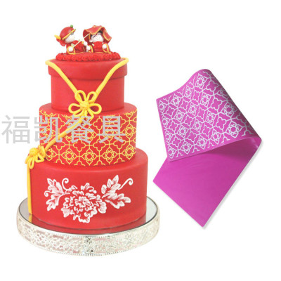Chinese Style Diamond Lace Silicone Mold Fondant Pad Decoration Mold Stencil Baking Tools