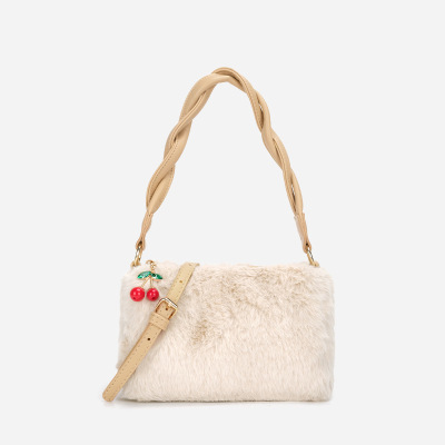 Autumn and Winter New Furry Single-Shoulder Bag Crossbody Bag for Women Plush Bag Wholesale Cherry Plush Portable Messenger Bag
