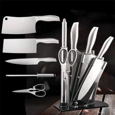Six-Piece Set Combination Kitchen Acrylic Knife Holder Storage Convenient Grip Comfortable Scissors Full Steel Handle Japanese Yangjiang