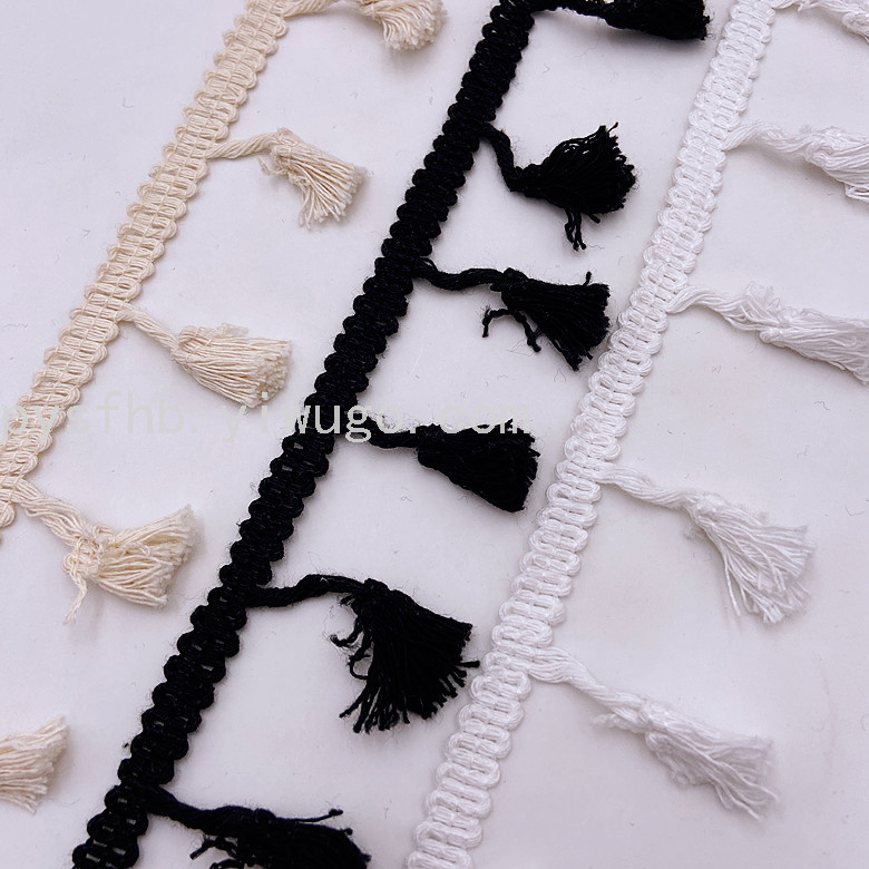 厂家直销现货供应扫把流苏花边 供应4.5CM涤棉单色扫把流苏