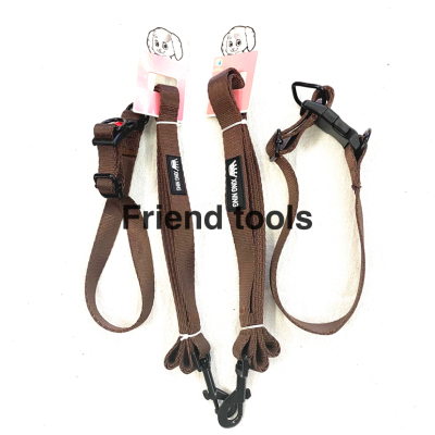 Pet Chain Nylon Flat Rope Collar Traction Belt Black Brown