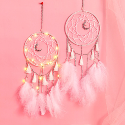 Crafts Creative Wind Chimes Dream Catcher Pendant Feather Home Decoration Flutter Dream Net Light Birthday Gift Gift