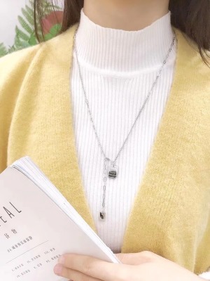 Light Luxury High-Grade 925 Silver Necklace Ins Cold Wind Lock New Fashion Chain Set Cold Style Simple